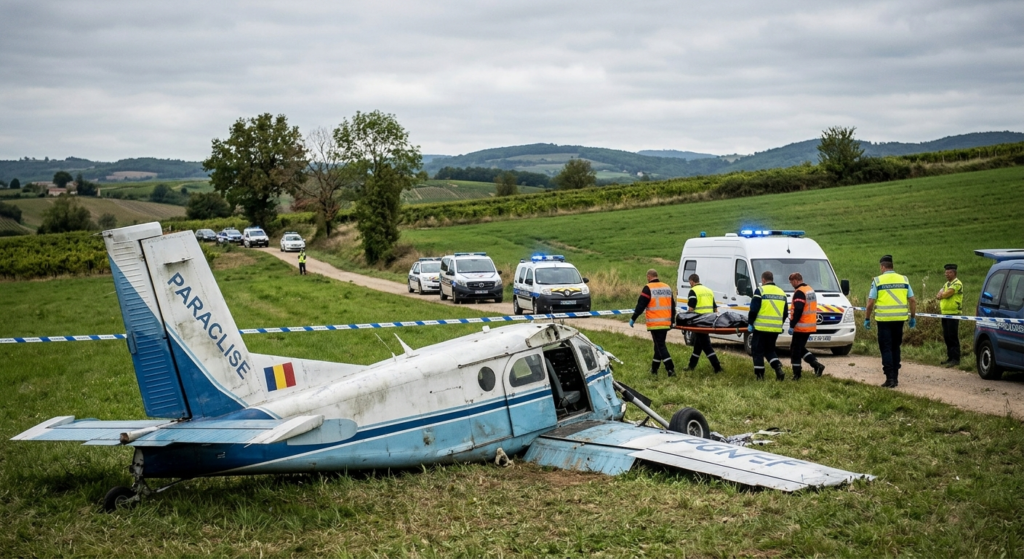 accident aviatic Tomblaine illustration for Accident aviatic în Franța: 11 morți după prăbușirea unui avion de parașut