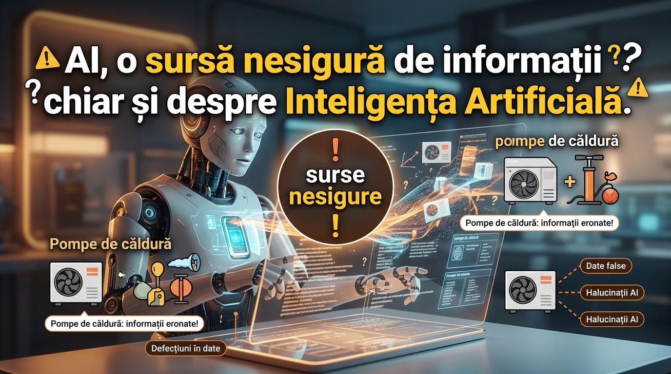pompe de căldură illustration for AI, o sursă nesigură de informații chiar și despre Inteligența Artificială.