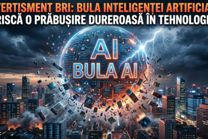 bula AI illustration for Avertisment BRI: Bula inteligenței artificiale riscă o prăbușire dureroasă în tehnologie.