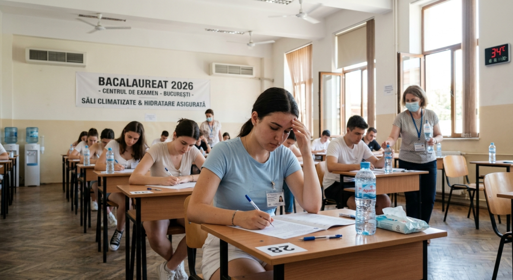 Illustration of Bacalaureat 2026 pe caniculă: Măsuri speciale anunțate pentru protecția elevilor.