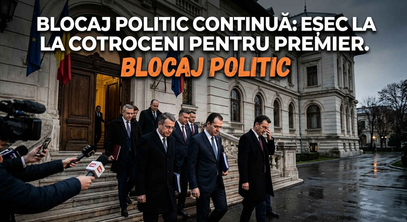 blocaj politic illustration for Blocajul politic continuă: Eșec la negocierile de la Cotroceni pentru premier.