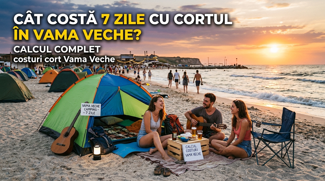 costuri cort Vama Veche illustration for Cât costă 7 zile cu cortul în Vama Veche: Calcul complet.
