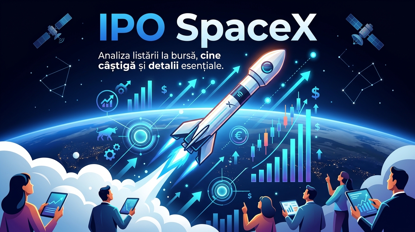 Illustration of IPO SpaceX: Analiza listării la bursă, cine câștigă și detalii esențiale.