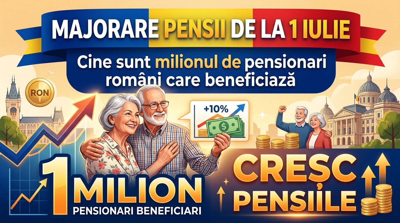 cresc pensiile illustration for Majorare pensii de la 1 iulie: Cine sunt milionul de pensionari români care beneficiază.