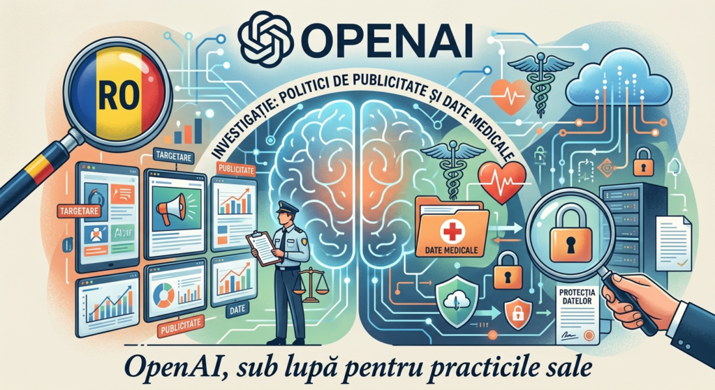 securitatea datelor OpenAI illustration for OpenAI, investigat pentru politicile de publicitate și gestionarea datelor medica