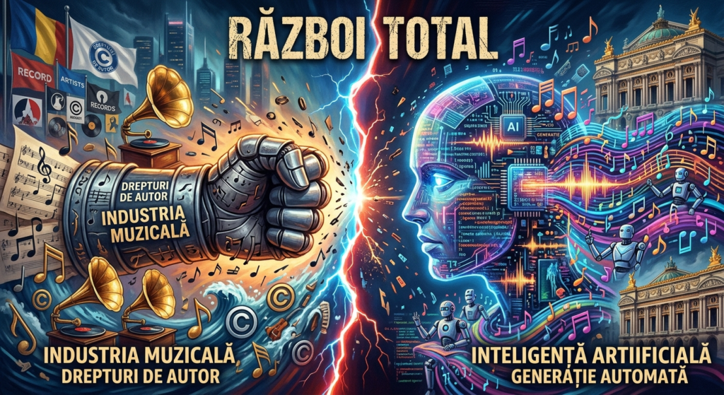 drepturi de autor AI illustration for Război Total: Industria Muzicală vs. Inteligența Artificială pentru drepturi de aut