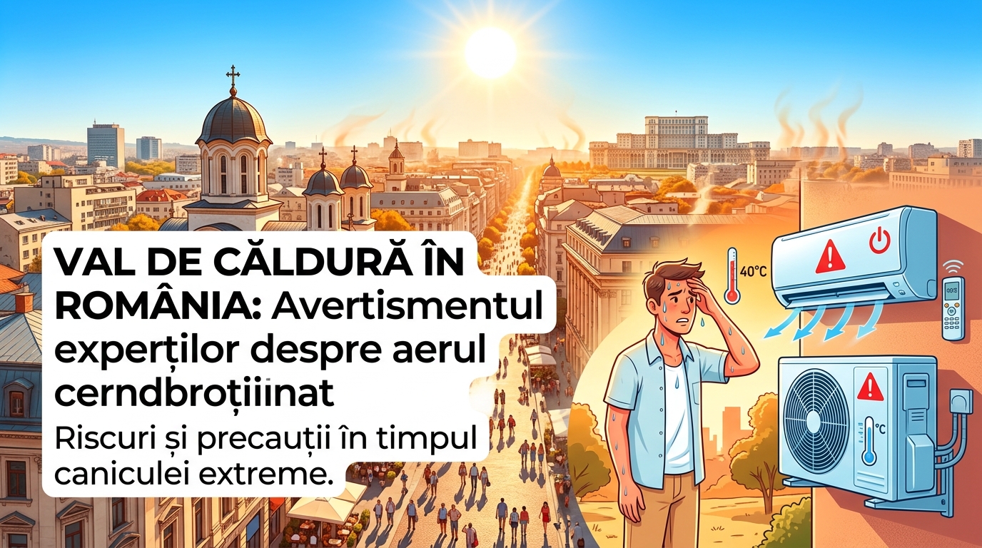 Illustration of Val de căldură în România: Avertismentul experților despre aerul condiționat.