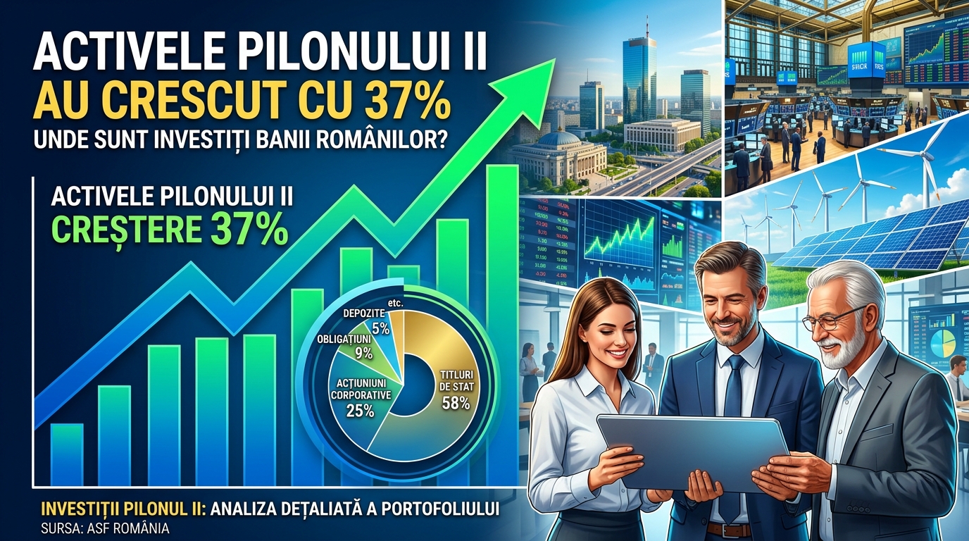 investitii Pilonul II illustration for Activele Pilonului II au crescut cu 37%. Unde sunt investiți banii românilor?