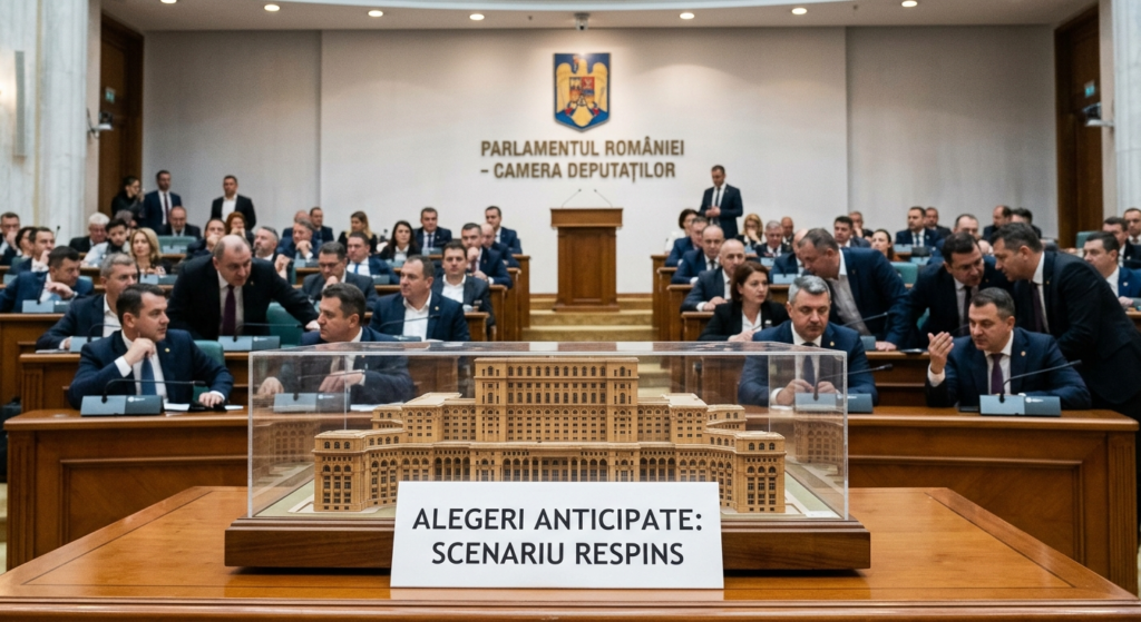 Illustration of Alegeri anticipate, scenariu discutat și respins. Motivul: un parlament la fel de divizat.