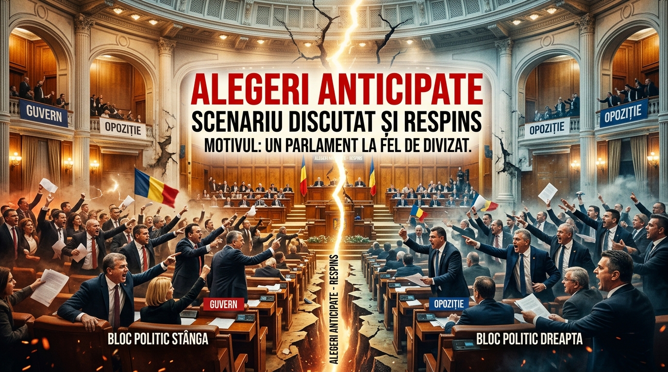 Illustration of Alegeri anticipate, scenariu discutat și respins. Motivul: un parlament la fel de divizat.