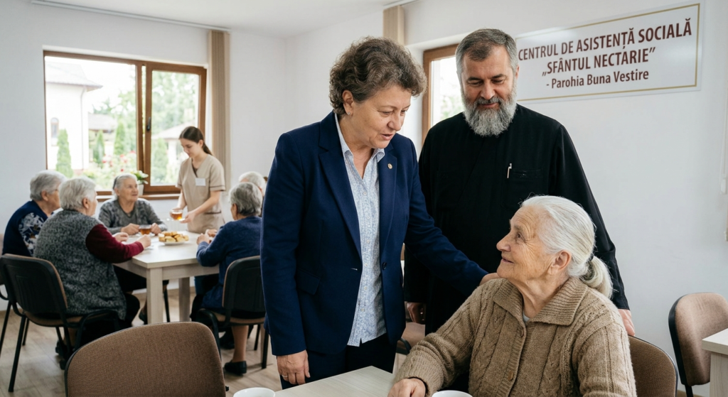 Biserica preia asistența socială illustration for Asistență socială prin Biserică: propunerea unui senator după scandalul azi