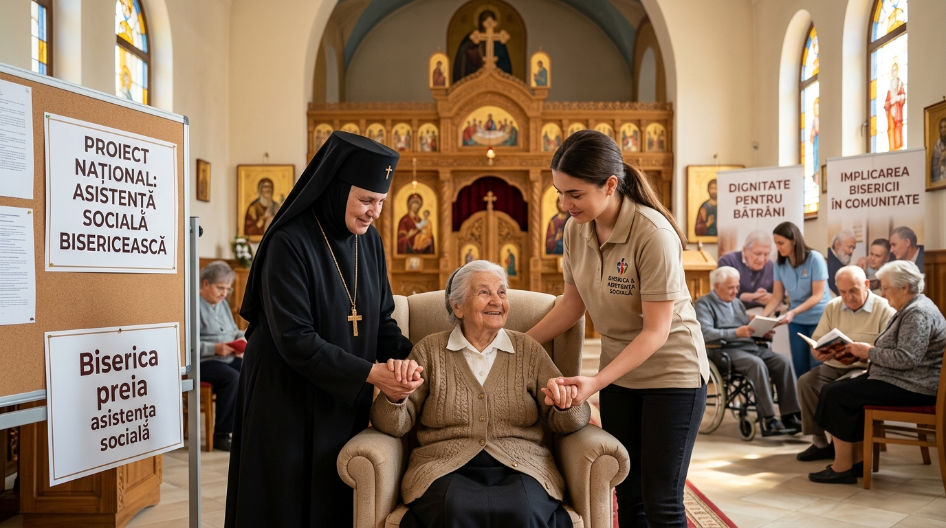 Biserica preia asistența socială illustration for Asistență socială prin Biserică: propunerea unui senator după scandalul azi