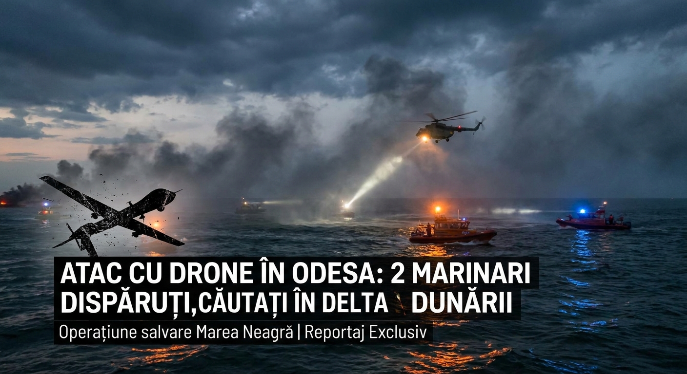 operațiune salvare Marea Neagră illustration for Atac cu drone în Odesa: Doi marinari dispăruți, căutați în Delta Dun