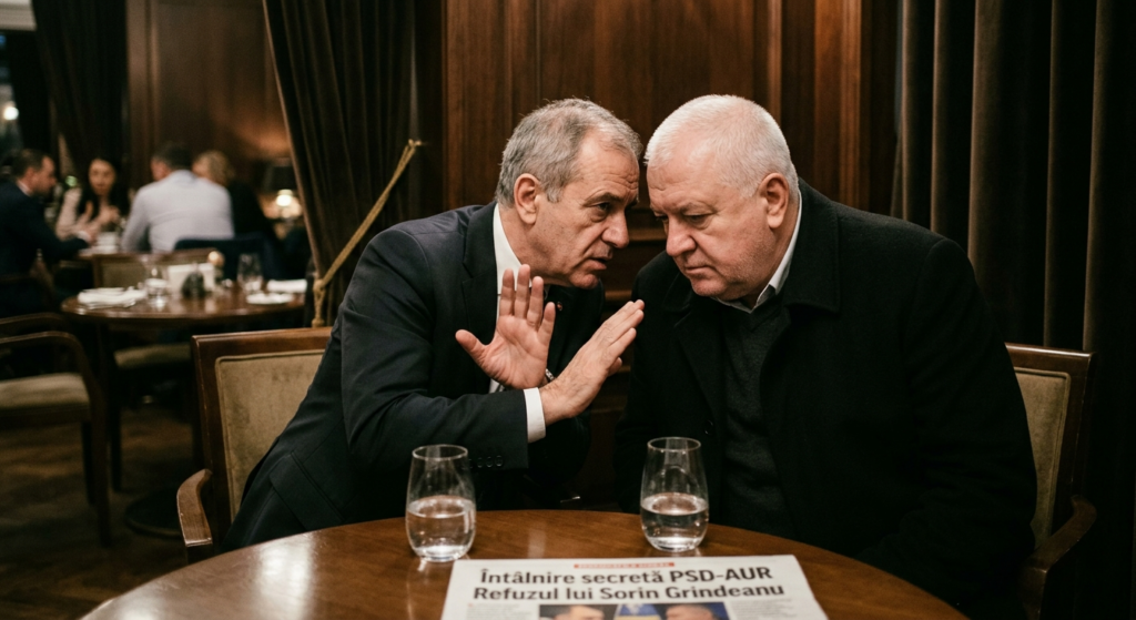 Illustration of Întâlnire secretă PSD-AUR. Peiu dezvăluie refuzul pentru Sorin Grindeanu.