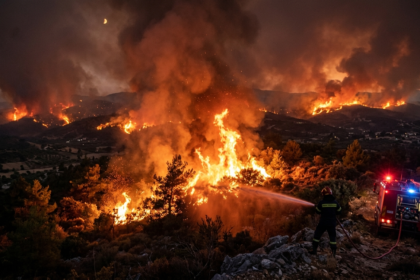 incendii în Grecia illustration for Criză majoră în Grecia: Peste 60 de incendii de vegetație active.