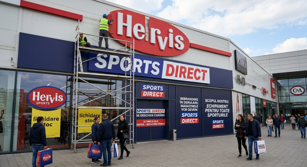 Hervis România illustration for Hervis se retrage oficial din România: Magazinele vor deveni Sports Direct.