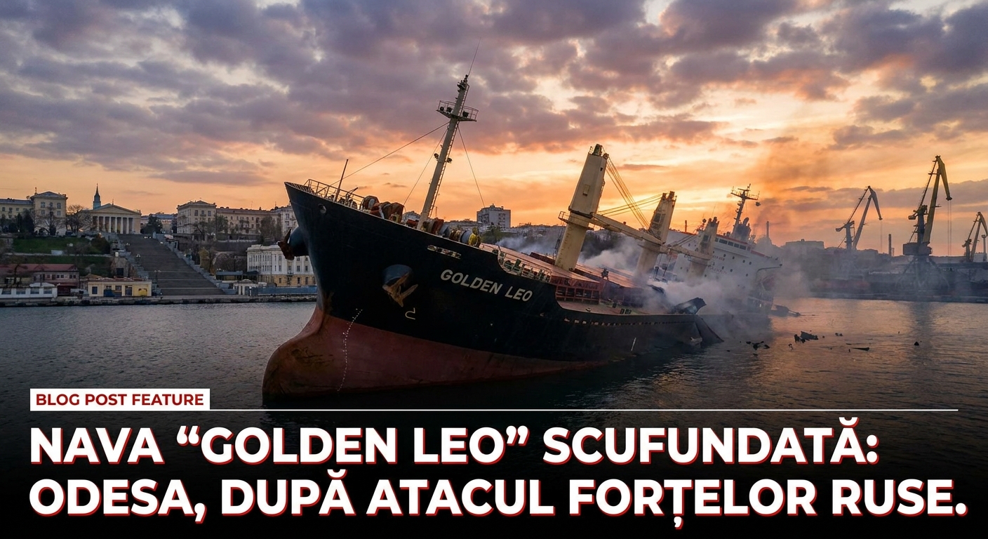 nava golden leo scufundată illustration for Nava „Golden Leo” s-a scufundat la Odesa, după un atac al forțelor ruse.