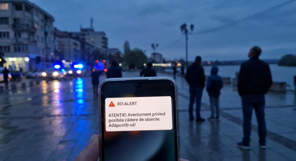 mesaj RO-Alert Tulcea illustration for Nou mesaj RO-Alert în Tulcea: Avertisment privind posibila cădere de obiecte.