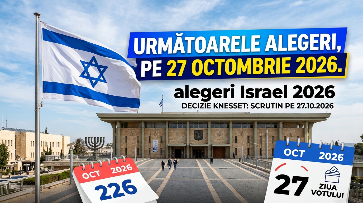 alegeri Israel 2026 illustration for Parlamentul israelian a decis: Următoarele alegeri, pe 27 octombrie 2026.