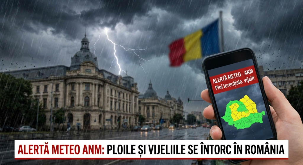 vremea rea românia illustration for Ploile și vijeliile se întorc în România: Alertă meteo ANM.