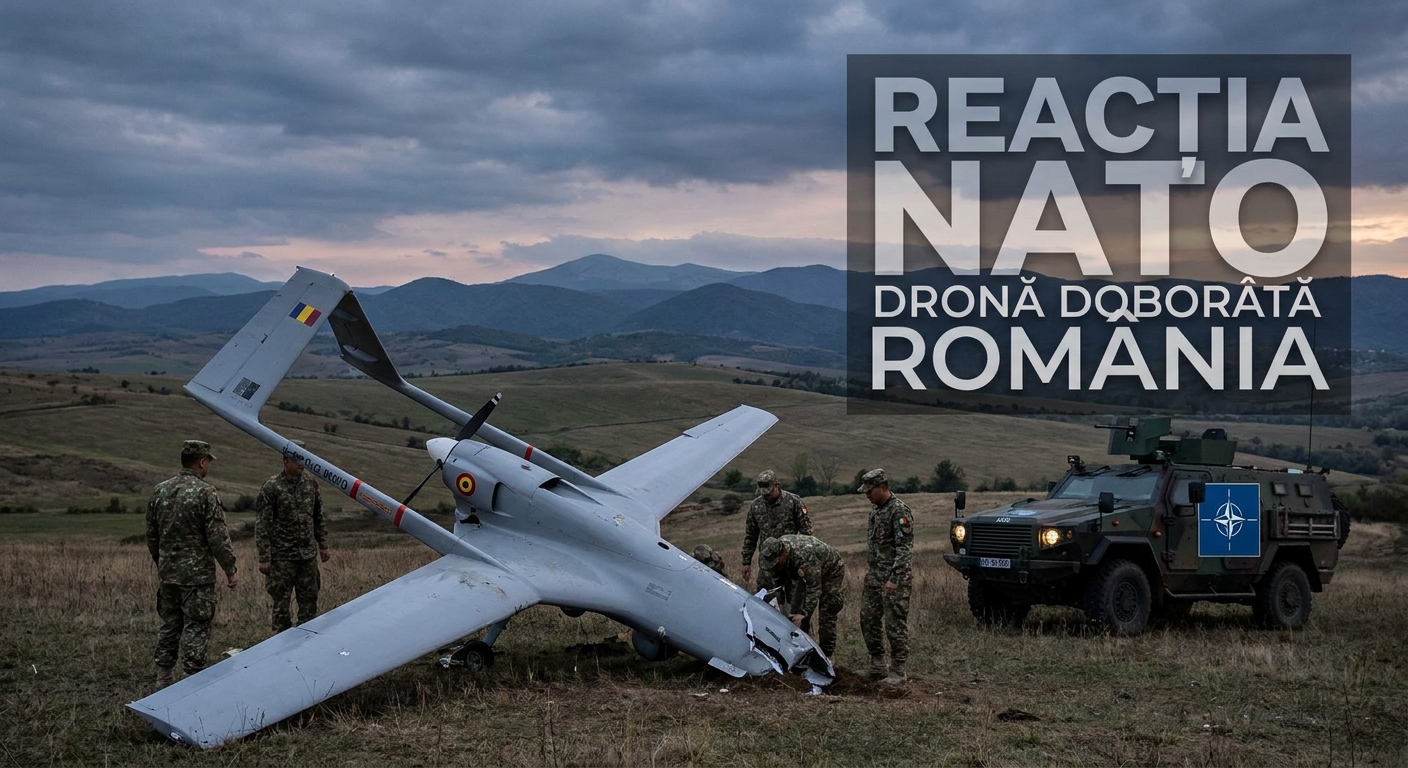 dronă doborâtă România illustration for Reacția NATO după ce o nouă dronă a fost doborâtă în România.