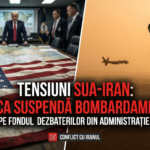 conflict cu Iranul illustration for Tensiuni SUA-Iran: America suspendă bombardamentele pe fondul dezbaterilor din administra