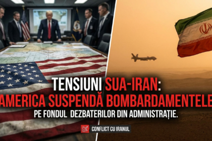 conflict cu Iranul illustration for Tensiuni SUA-Iran: America suspendă bombardamentele pe fondul dezbaterilor din administra