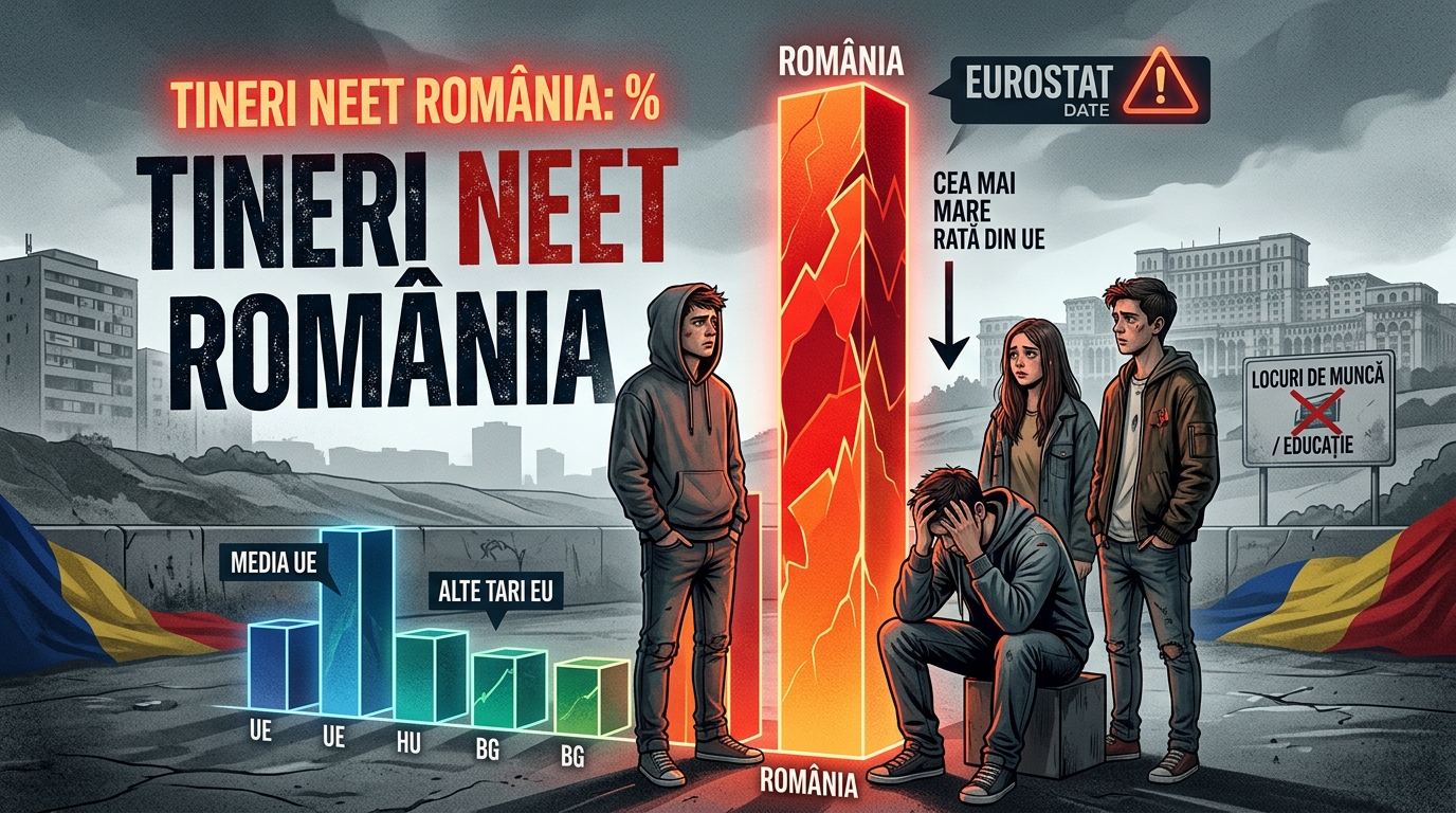 tineri NEET România illustration for Topul rușinos al României: Situația angajării tinerilor, conform datelor Eurostat.