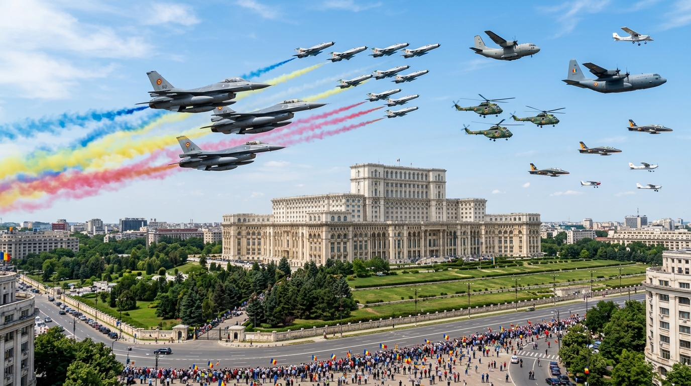 Ziua Forţelor Aeriene Române illustration for Ziua Forțelor Aeriene Române: Spectacol aerian cu 39 de aeronave în Bucure