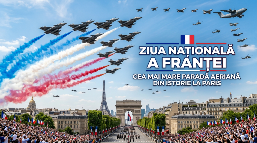 Illustration of Ziua Națională a Franței: Cea mai mare paradă aeriană din istorie la Paris.