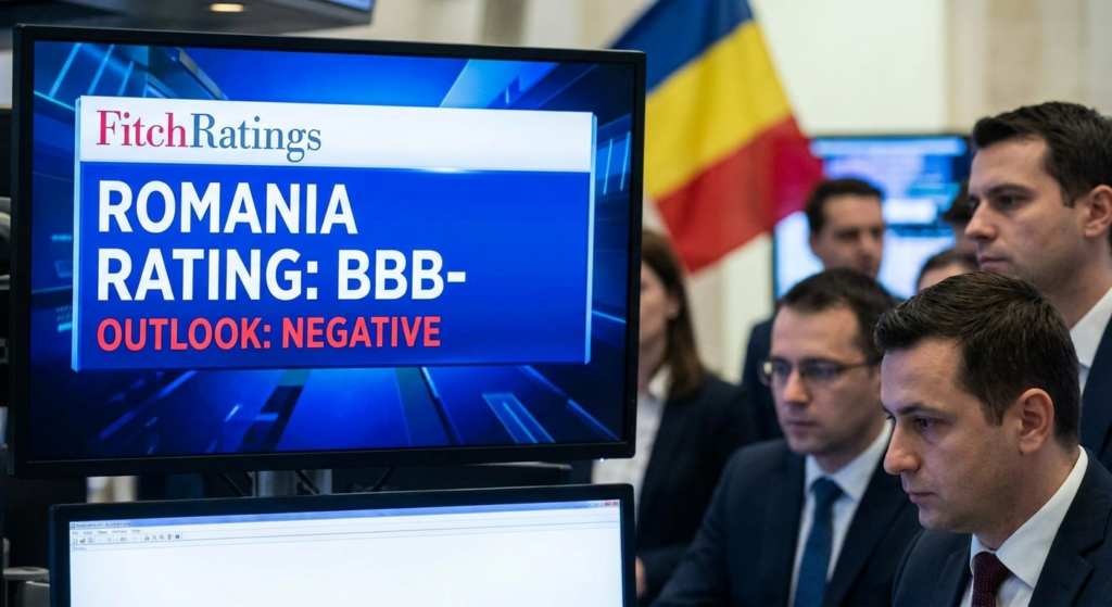 rating de țară România illustration for Fitch menține ratingul României la BBB-, dar avertizează asupra perspectivei negative
