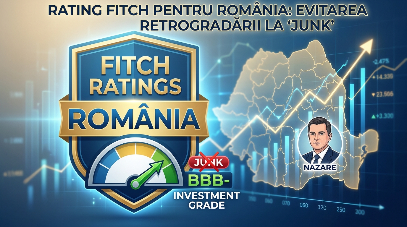 rating Fitch România illustration for Rating Fitch pentru România: Nazare anunță evitarea retrogradării la „junk”.