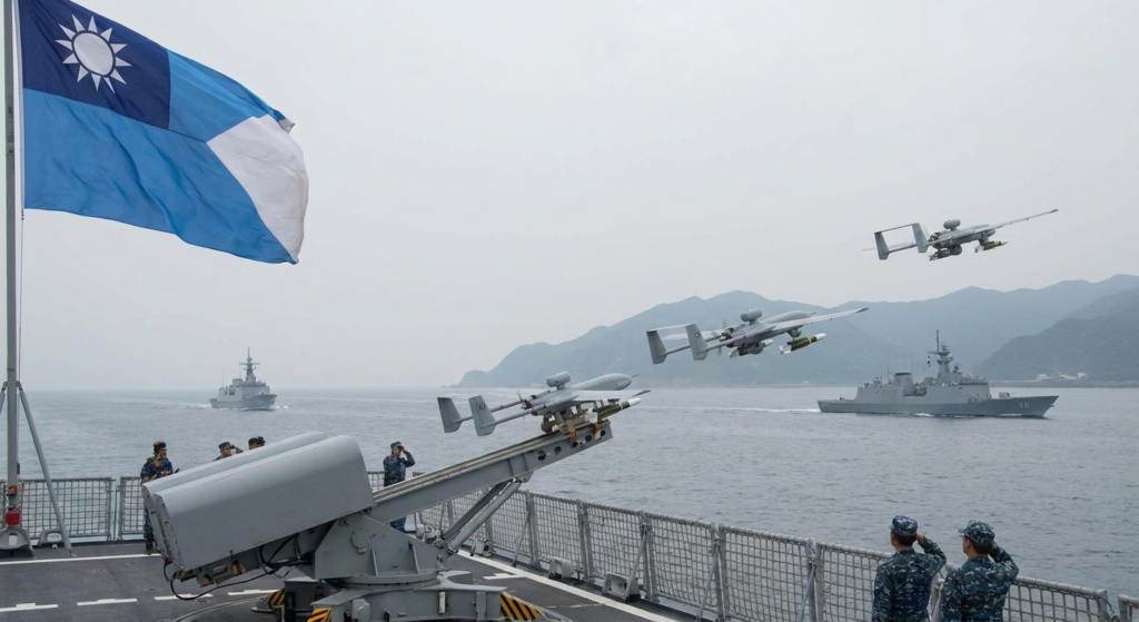drone Taiwan illustration for Taiwan se pregătește de invazia Chinei cu drone de atac și nave de luptă.