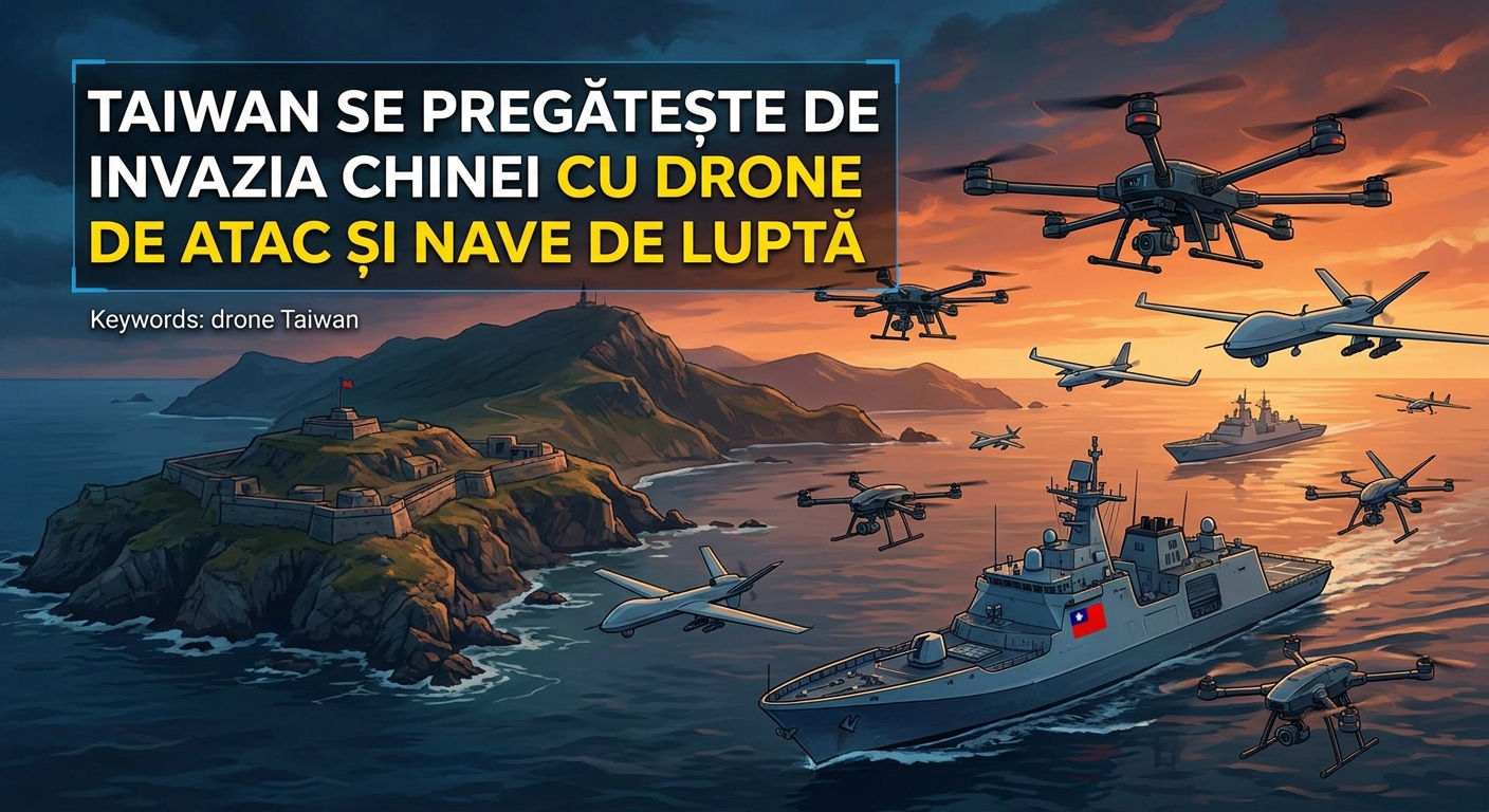 drone Taiwan illustration for Taiwan se pregătește de invazia Chinei cu drone de atac și nave de luptă.